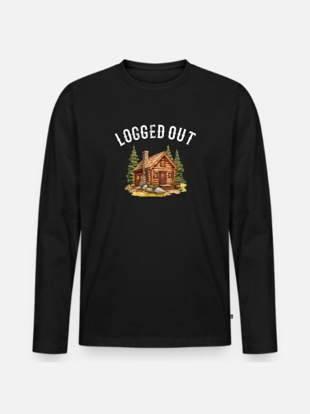 Cabin Logged Out, outdoor cabin - Männer Premium Bio Langarmshirt - Schwarz