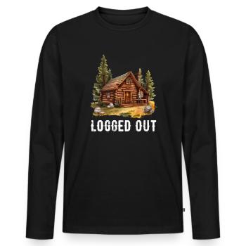 Cabane déconnectée, cabine extérieure - T-shirt manches longues Premium bio Homme - noir - Devant - Nico (187cm)