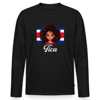 costa rican Queen, costa rica - Männer Premium Bio Langarmshirt - Schwarz - Vorne - Nico (187cm)