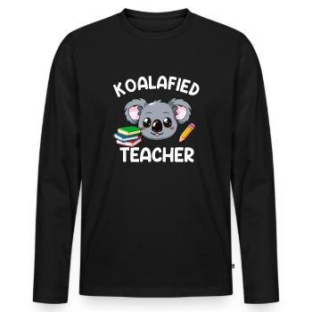 koalafied Teacher, Teacher Koala - Männer Premium Bio Langarmshirt - Schwarz - Vorne - Nico (187cm)
