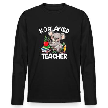 koalafied Teacher, Teacher Koala - Männer Premium Bio Langarmshirt - Schwarz - Vorne - Nico (187cm)
