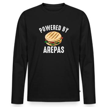 powered by arepas venezuela colombian arepa - Männer Premium Bio Langarmshirt - Schwarz - Vorne - Nico (187cm)