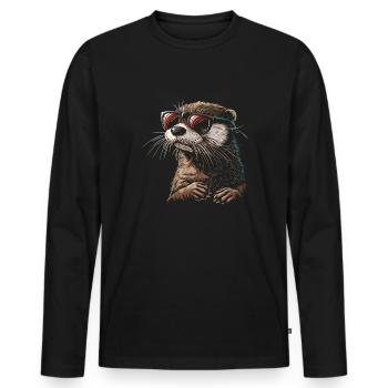 Otter glasses illustration - Männer Premium Bio Langarmshirt - Schwarz - Vorne - Nico (187cm)