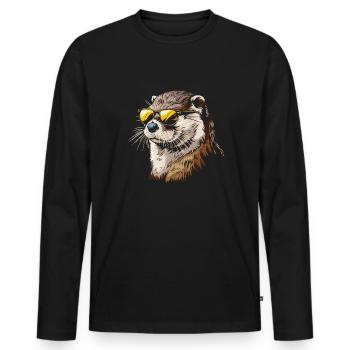 reading is otterly fun, Otter - Männer Premium Bio Langarmshirt - Schwarz - Vorne - Nico (187cm)