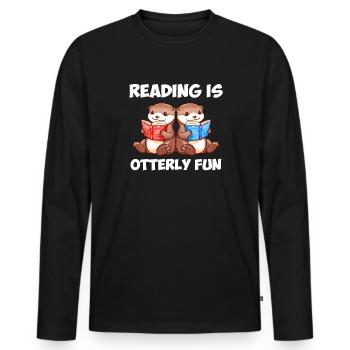 reading is otterly fun, Otter - Männer Premium Bio Langarmshirt - Schwarz - Vorne - Nico (187cm)
