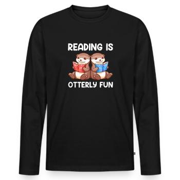 reading is otterly fun, Otter - Männer Premium Bio Langarmshirt - Schwarz - Vorne - Nico (187cm)