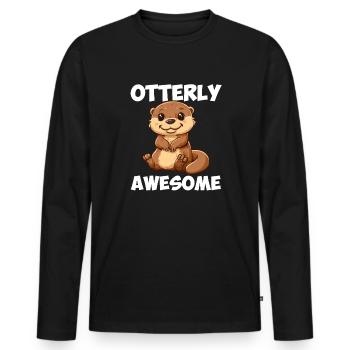 otterly awesome, Otter - Männer Premium Bio Langarmshirt - Schwarz - Vorne - Nico (187cm)