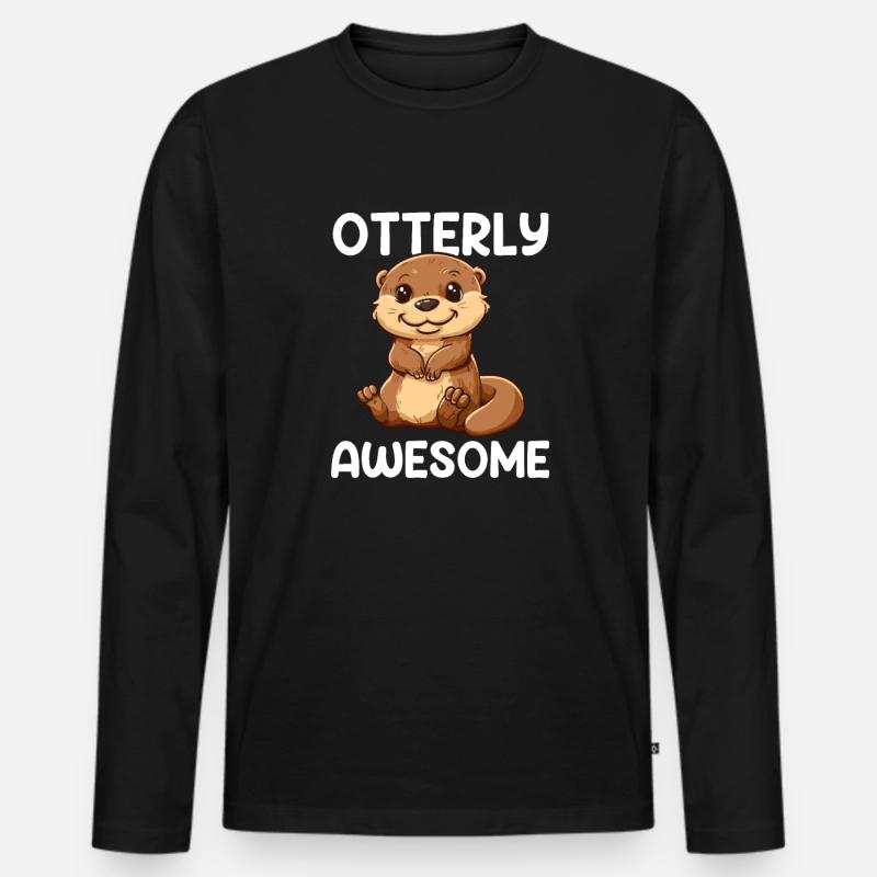 otterly awesome, Otter - Männer Premium Bio Langarmshirt - Schwarz
