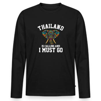 Thailand is calling and i must go - Männer Premium Bio Langarmshirt - Schwarz - Vorne - Nico (187cm)