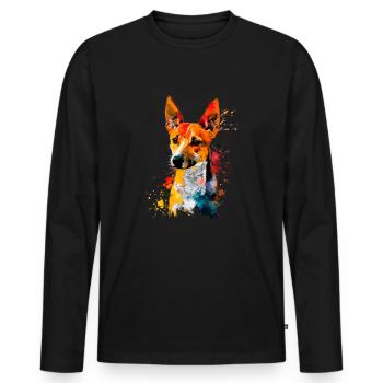 basenji dog, vintage basenji - Männer Premium Bio Langarmshirt - Schwarz - Vorne - Nico (187cm)