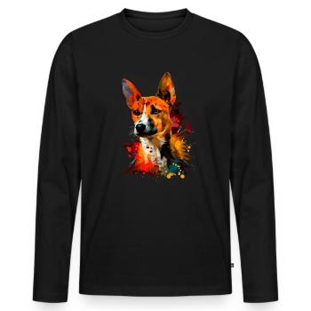 basenji dog, vintage basenji - Männer Premium Bio Langarmshirt - Schwarz - Vorne - Nico (187cm)
