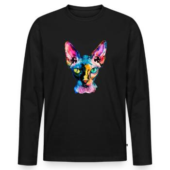 Sphynx illustration, funny sphynx cat - Männer Premium Bio Langarmshirt - Schwarz - Vorne - Nico (187cm)