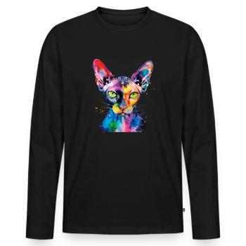 Sphynx illustration, funny sphynx cat - Männer Premium Bio Langarmshirt - Schwarz - Vorne - Nico (187cm)