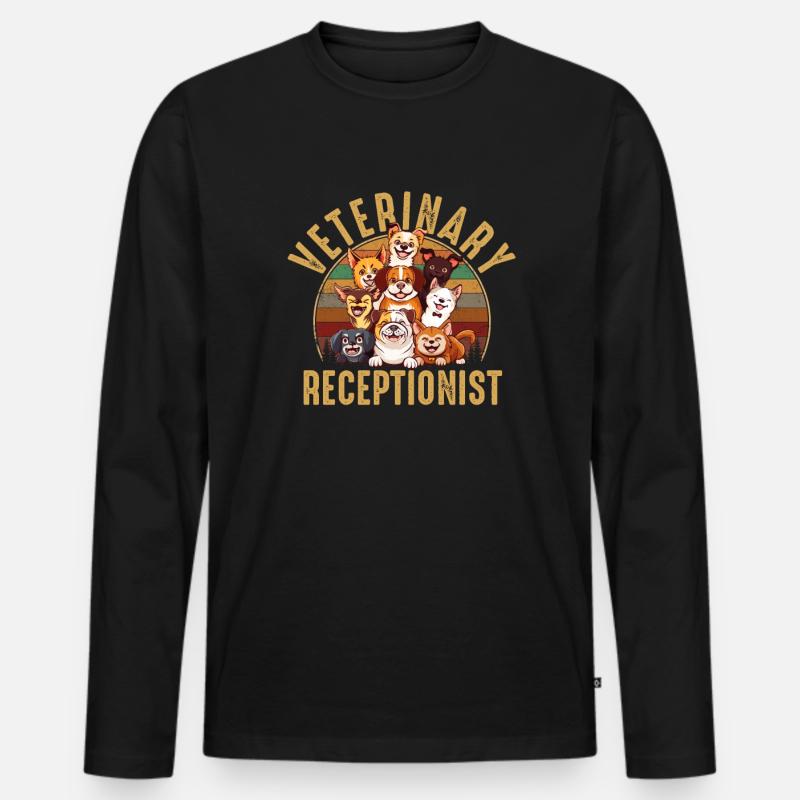 veterinary receptionist, veterinary - Männer Premium Bio Langarmshirt - Schwarz