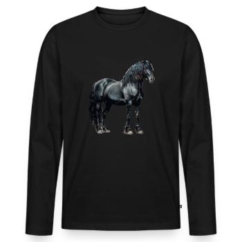 Vintage Friesian horse - Männer Premium Bio Langarmshirt - Schwarz - Vorne - Nico (187cm)