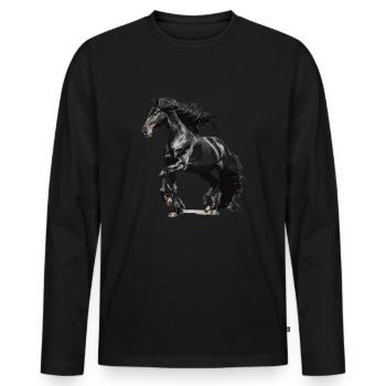 Vintage Friesian horse - Männer Premium Bio Langarmshirt - Schwarz - Vorne - Nico (187cm)