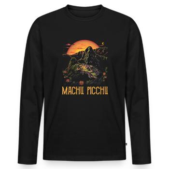 machu picchu, Peruvian machu picchu - Männer Premium Bio Langarmshirt - Schwarz - Vorne - Nico (187cm)