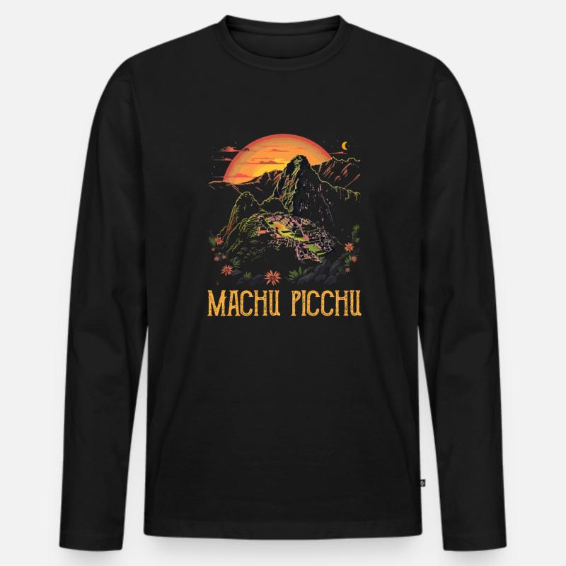 machu picchu, Peruvian machu picchu - Männer Premium Bio Langarmshirt - Schwarz