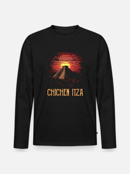 chichen itza mexico - Männer Premium Bio Langarmshirt - Schwarz