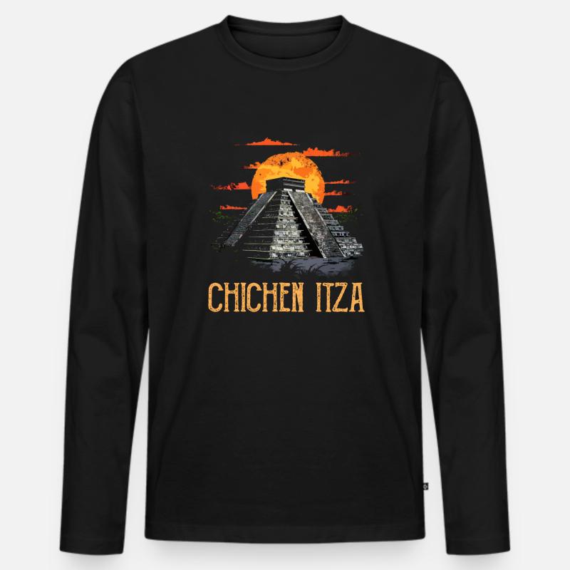 chichen itza mexico - Männer Premium Bio Langarmshirt - Schwarz