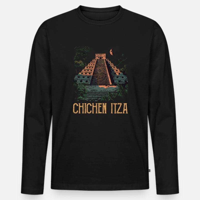 chichen itza mexico - Männer Premium Bio Langarmshirt - Schwarz