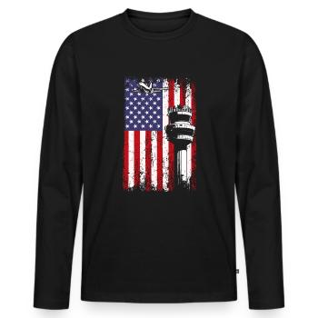 American Flag US, air traffic controller - Männer Premium Bio Langarmshirt - Schwarz - Vorne - Nico (187cm)