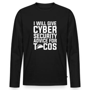 Cyber Security advice for tacos - Männer Premium Bio Langarmshirt - Schwarz - Vorne - Nico (187cm)