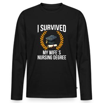 i survived my wifes nursing degree, nursing - Männer Premium Bio Langarmshirt - Schwarz - Vorne - Nico (187cm)