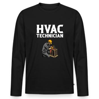 HVAC Technician, american flag HVAC - Männer Premium Bio Langarmshirt - Schwarz - Vorne - Nico (187cm)