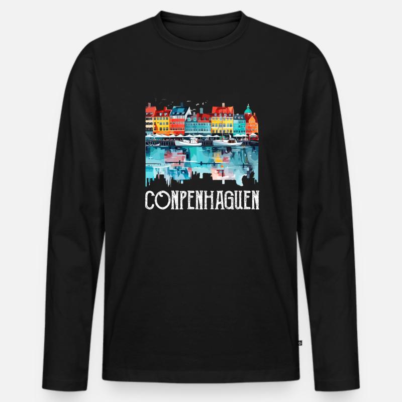 Copenhagen Denmark - Männer Premium Bio Langarmshirt - Schwarz