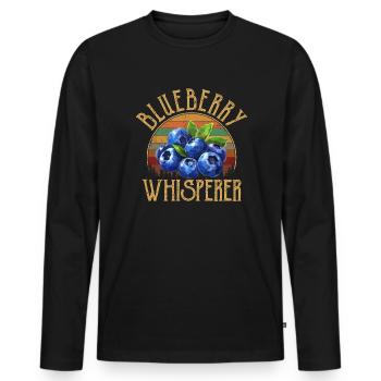 blueberry whisperer, blueberry - Männer Premium Bio Langarmshirt - Schwarz - Vorne - Nico (187cm)