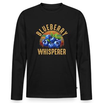 blueberry whisperer, blueberry - Männer Premium Bio Langarmshirt - Schwarz - Vorne - Nico (187cm)