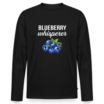 blueberry whisperer, blueberry - Männer Premium Bio Langarmshirt - Schwarz - Vorne - Nico (187cm)