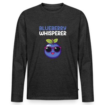 blueberry whisperer, blueberry - Männer Premium Bio Langarmshirt - Anthrazit meliert - Vorne - Nico (187cm)