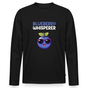 blueberry whisperer, blueberry - Männer Premium Bio Langarmshirt - Schwarz - Vorne - Nico (187cm)