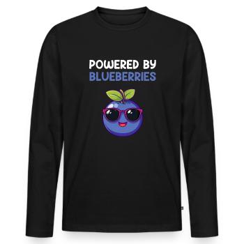 powered by blueberries, blueberry - Männer Premium Bio Langarmshirt - Schwarz - Vorne - Nico (187cm)