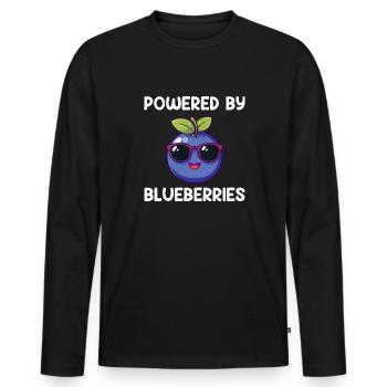 powered by blueberries, blueberry - Männer Premium Bio Langarmshirt - Schwarz - Vorne - Nico (187cm)