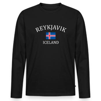Reykjavik icelandic, Iceland - Männer Premium Bio Langarmshirt - Schwarz - Vorne - Nico (187cm)