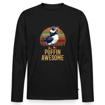 puffin awesome, puffin - Männer Premium Bio Langarmshirt - Schwarz - Vorne - Nico (187cm)
