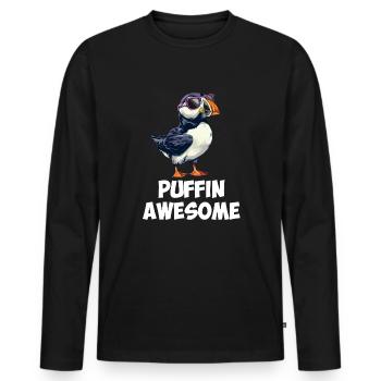 puffin awesome, puffin - Männer Premium Bio Langarmshirt - Schwarz - Vorne - Nico (187cm)