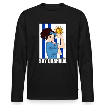 Soy charrua, uruguayan girl uruguay - Männer Premium Bio Langarmshirt - Schwarz - Vorne - Nico (187cm)