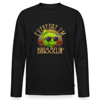Everyday I'm Brusselin', brussel sprout - Männer Premium Bio Langarmshirt - Schwarz - Vorne - Nico (187cm)