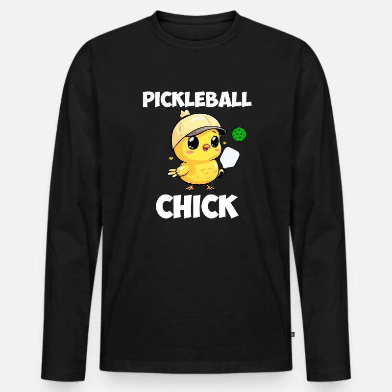 Pickleball Chick, funny pickleball - Männer Premium Bio Langarmshirt - Schwarz