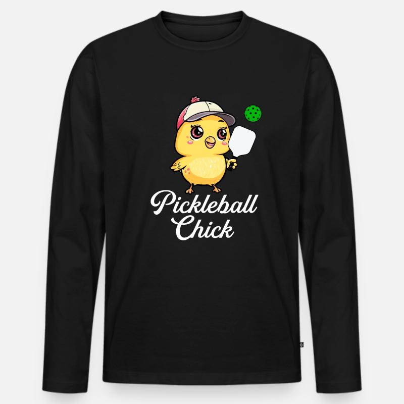 Pickleball Chick, funny pickleball - Männer Premium Bio Langarmshirt - Schwarz