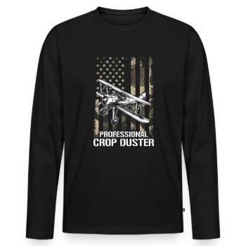 crop dusting American flag, cropdusting - Männer Premium Bio Langarmshirt - Schwarz - Vorne - Nico (187cm)