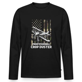 crop dusting American flag, cropdusting - Männer Premium Bio Langarmshirt - Schwarz - Vorne - Nico (187cm)