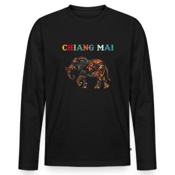 Chiang mai Elephant Thailand - Männer Premium Bio Langarmshirt - Schwarz - Vorne - Nico (187cm)