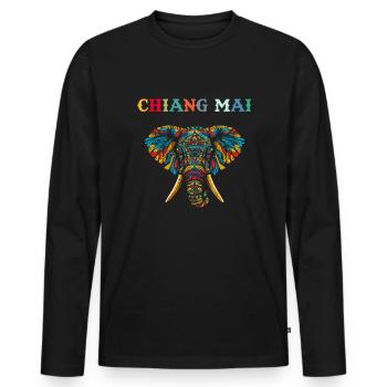 Chiang mai Elephant Thailand - Männer Premium Bio Langarmshirt - Schwarz - Vorne - Nico (187cm)