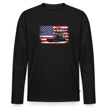 airboat american flag - Männer Premium Bio Langarmshirt - Schwarz - Vorne - Nico (187cm)