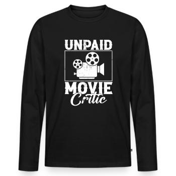 Unpaid Movie Critic, Filmmaker - Männer Premium Bio Langarmshirt - Schwarz - Vorne - Nico (187cm)
